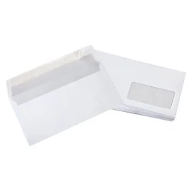 Maço com 25 Envelopes DL 110x220mm Silicone Branco com Janela