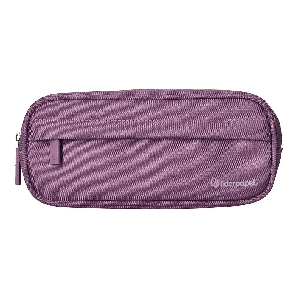 Estojo Escolar Liderpapel Classic Oval 2 Fechos C/ Bolso Frontal 210x90mm Roxo