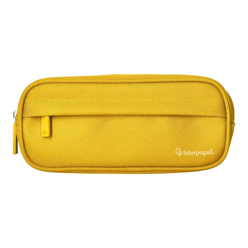 Estojo Escolar Liderpapel Classic Oval 2 Fechos C/ Bolso Frontal 210x90mm Amarelo