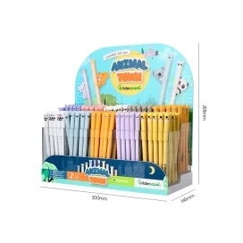 Expositor 250 Esferográficas Fantasia Liderpapel Animal Town Apagável Tinta Azul