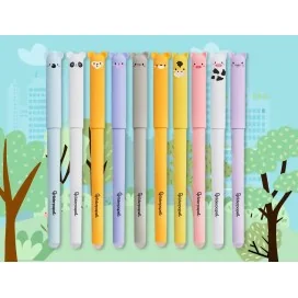 Expositor 250 Esferográficas Fantasia Liderpapel Animal Town Apagável Tinta Azul