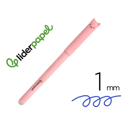 Esferográfica Fantasia Liderpapel Animal Town Apagável Tinta Azul Porco