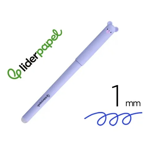 Esferográfica Fantasia Liderpapel Animal Town Apagável Tinta Azul Urso