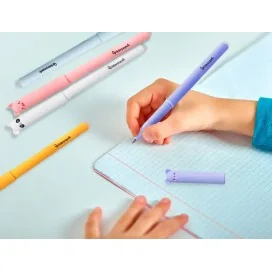 Esferográfica Fantasia Liderpapel Animal Town Apagável Tinta Azul Urso