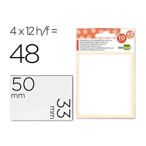 Etiquetas Adesivas Liderpapel 10 + 2 Folhas 33x50mm 48 Etiquetas