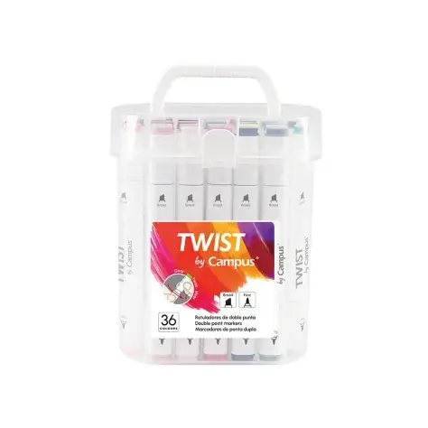 Marcadores Ponta Dupla Campus University Twist Double 36 Cores