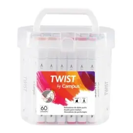 Marcadores Ponta Dupla Campus University Twist Double 60 Cores